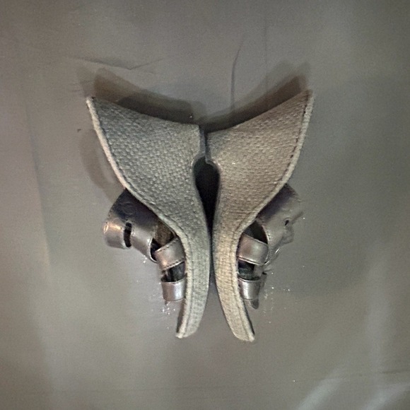 Born Concept Shoes - Born Concept Leather Wedge Slip On Sandals Silver Comfort Women's Size 7 EU 38